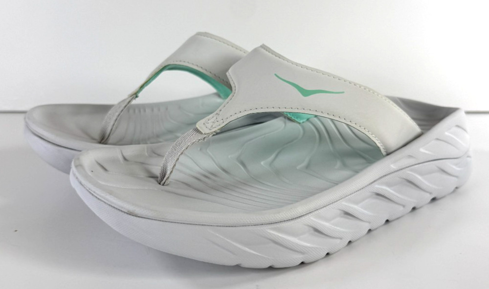 HOKA ONE ONE ORA Recovery Flip Sandals Cosmic Grey Seafoam M7 W9 1117910